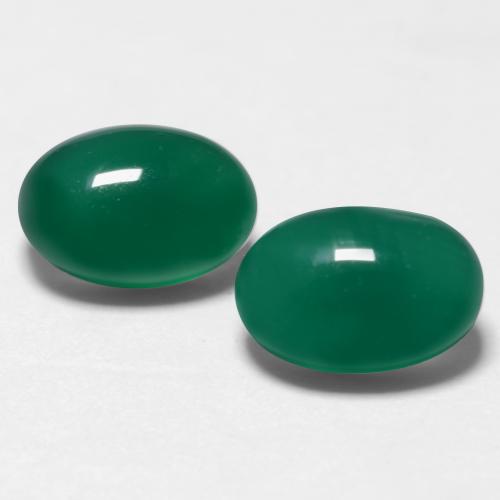Medium Deep Green Агат Камень - 0.6ct Овал Кабошон (ID: 548146)