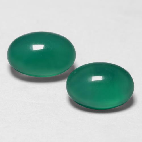 Травянисто-зелёный Агат Камень - 0.5ct Овал Кабошон (ID: 548147)