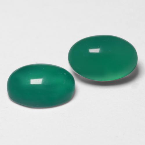1.08 ctw Green Agate Stones, Natural Agate in Oval Cabochon Shape for Sale