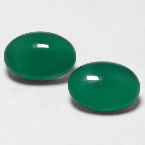Medium Deep Green Agate Gem - 0.7ct Oval Cabochon (ID: 548148)