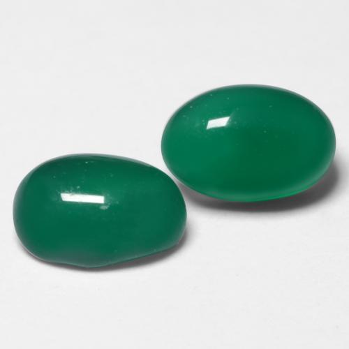 1.29 ctw Green Agate Stones, Natural Agate in Oval Cabochon Shape for Sale
