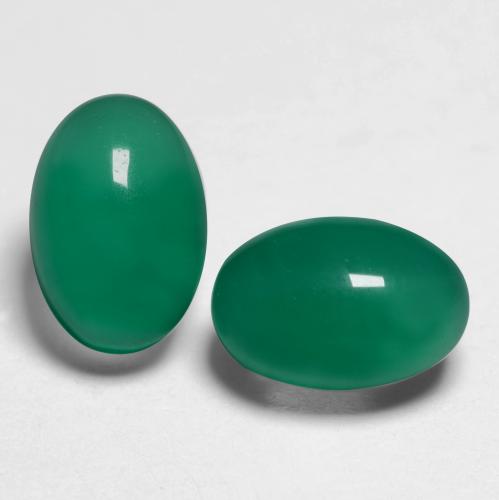 Verde foresta Agata Gem - 0.6ct Ovale cabochon (ID: 548504)
