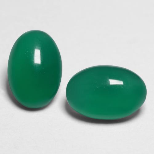Medium Green Agate Gem - 0.5ct Oval Cabochon (ID: 548505)