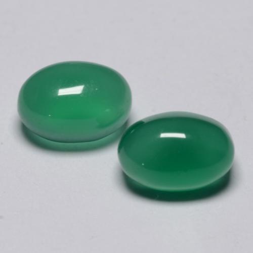 Medium Green Agate Gem - 0.6ct Oval Cabochon (ID: 548507)