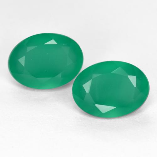 Vert moyen Agate gemme - 1.1ct Ovale facette (ID: 552066)