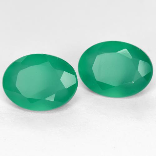 2.28 ctw Green Agate Stones, Natural Agate in Oval Facet Shape for Sale