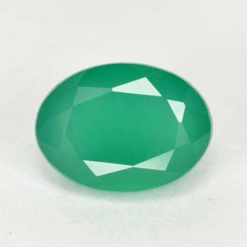 Medium Green Агат Камень - 1.4ct Фасетный Овал (ID: 552194)