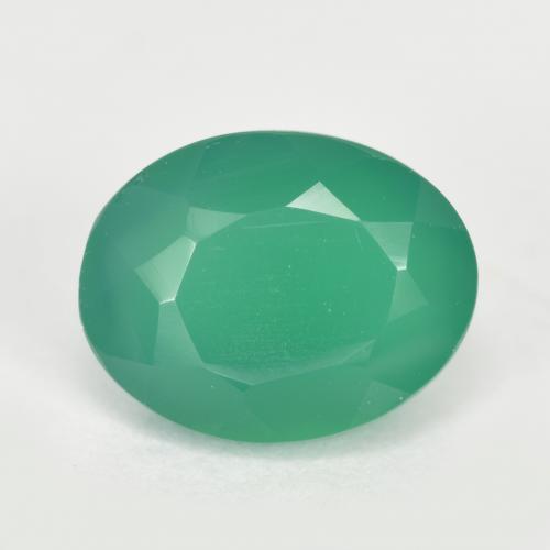 Medium Green Агат Камень - 1.4ct Фасетный Овал (ID: 552197)