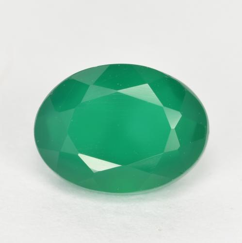 Warm Green Agate Gem - 1.3ct Oval Facet (ID: 552200)