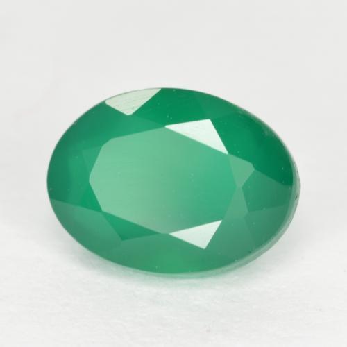 1.32 ct Green Agate Stone, Natural Agate in Oval Facet Shape for Sale