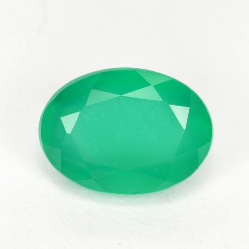Medium Green Агат Камень - 1.3ct Фасетный Овал (ID: 552202)