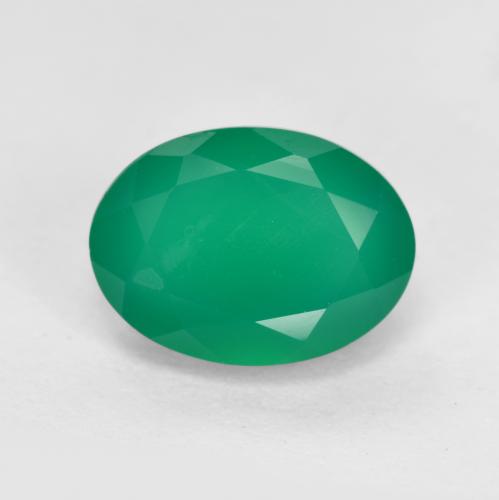 Warmes Grün Achat Edelstein - 1.3ct Oval facettiert (ID: 552273)