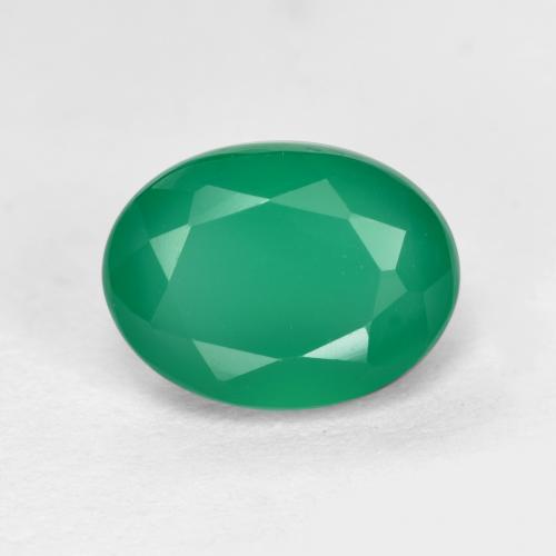 Medium Green Агат Камень - 1.3ct Фасетный Овал (ID: 552274)