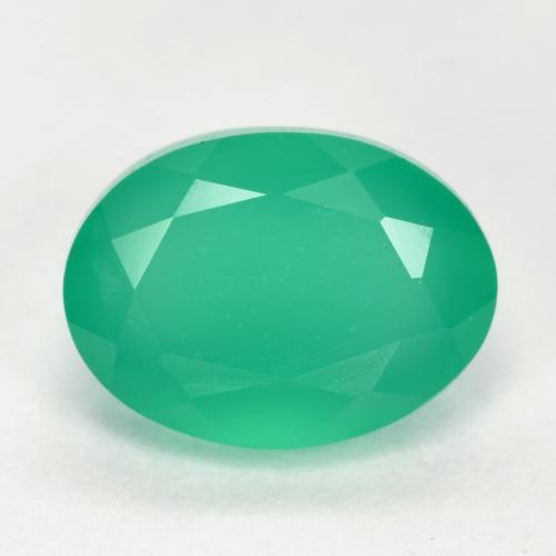 Зеленый электрик Агат Камень - 1.3ct Фасетный Овал (ID: 552444)