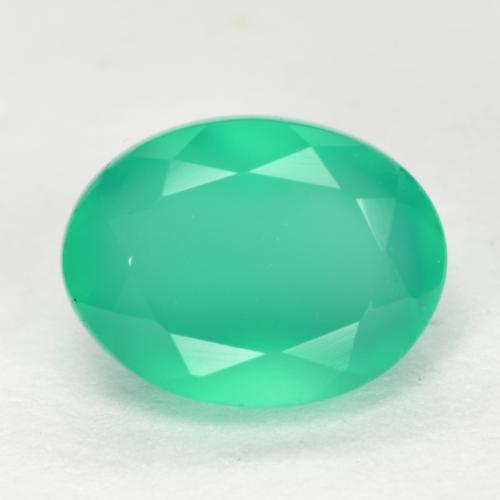 Зеленый электрик Агат Камень - 1.3ct Фасетный Овал (ID: 552452)