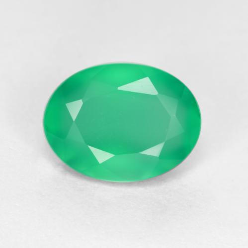 Light Basil Green Agate Gem - 1.1ct Oval Facet (ID: 553099)