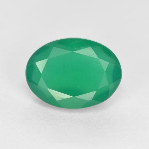 Medium Green Агат Камень - 1.2ct Фасетный Овал (ID: 553101)