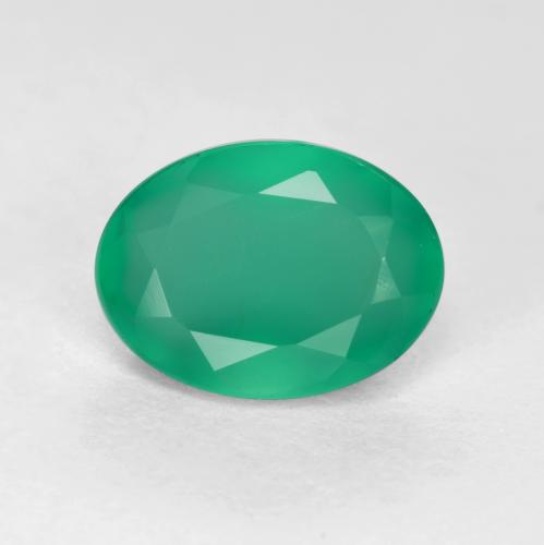 Deep Green Agate Gem - 1.1ct Oval Facet (ID: 553106)