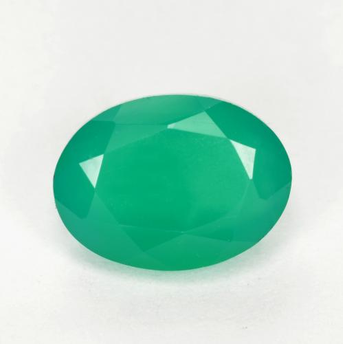 Светло-зеленый Агат Камень - 1.2ct Фасетный Овал (ID: 553355)