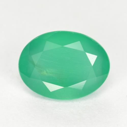 Cool Green Агат Камень - 1.1ct Фасетный Овал (ID: 553359)