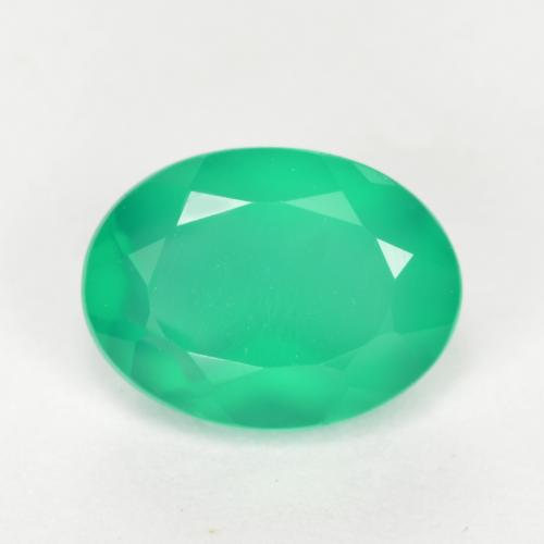 Зеленый электрик Агат Камень - 1.2ct Фасетный Овал (ID: 553361)