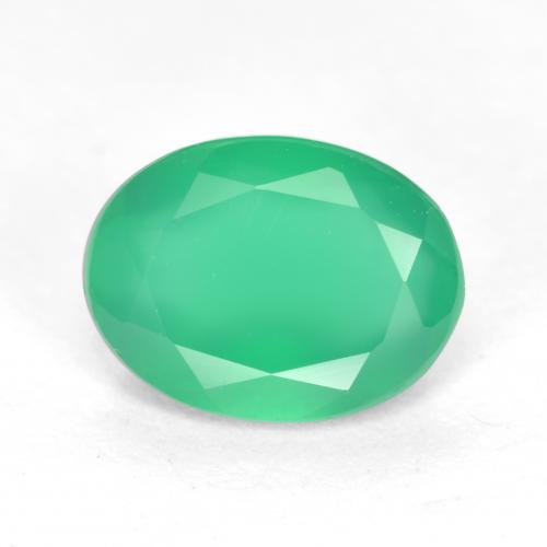 Medium Green Агат Камень - 1.1ct Фасетный Овал (ID: 553375)
