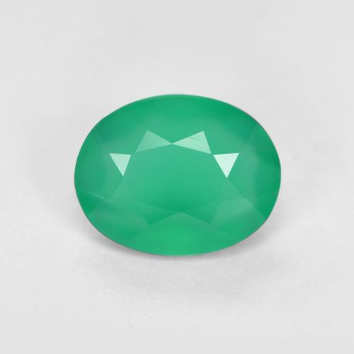 Светло-зеленый Агат Камень - 0.9ct Фасетный Овал (ID: 553688)