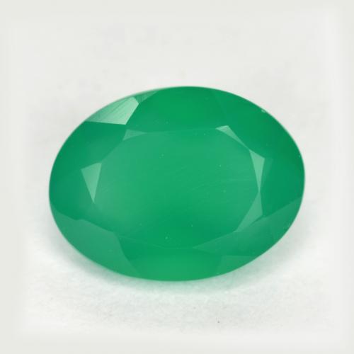 Light Basil Green Agate Gem - 1.1ct Oval Facet (ID: 554115)