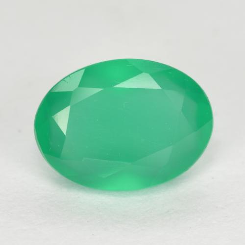 Intense Mint Green Агат Камень - 1.2ct Фасетный Овал (ID: 554118)