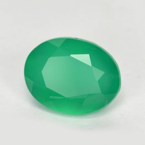 1.14 ct Green Agate Stone, Natural Agate in Oval Facet Shape for Sale