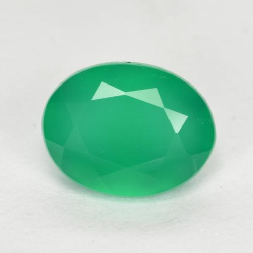 Medium Green Agate Gem - 1.2ct Oval Facet (ID: 554122)