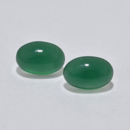 Medium Green Agate Gem - 0.5ct Oval Cabochon (ID: 566994)