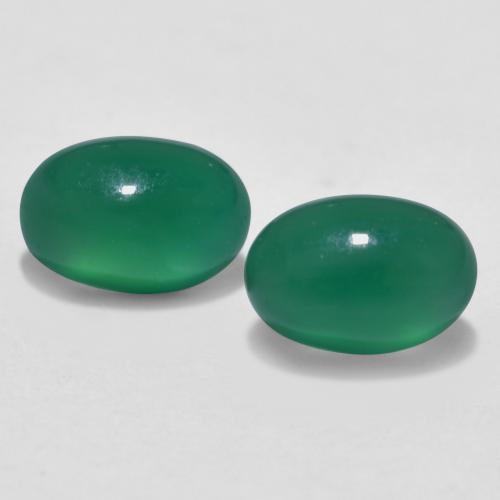 Травянисто-зелёный Агат Камень - 0.5ct Овал Кабошон (ID: 567244)