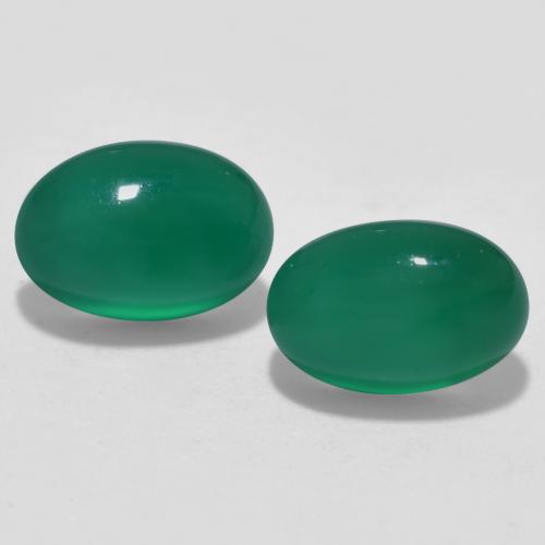 Verde medio Ágata Gema - 0.7ct Cabujón Óvalo (ID: 567248)