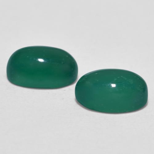 Agate Gemstones in 6.2 x 4.3 mm Size for Sale, Agate Stones in Medium Green Color