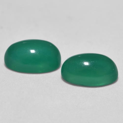 Agate Gemstones in 6 x 4 mm (calibrated) Size for Sale, Agate Stones in Medium Green Color