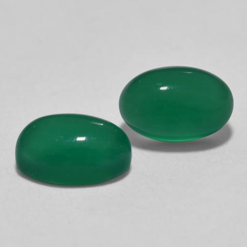 1.22 ctw Green Agate Stones, Natural Agate in Oval Cabochon Shape for Sale