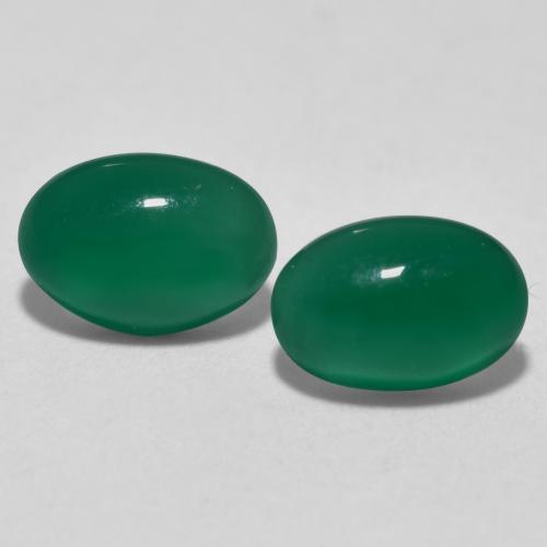 Травянисто-зелёный Агат Камень - 0.6ct Овал Кабошон (ID: 567728)