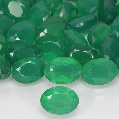 0.93 ct Green Agate Gemstone, Agate Gem in Oval Facet Shape for Sale.