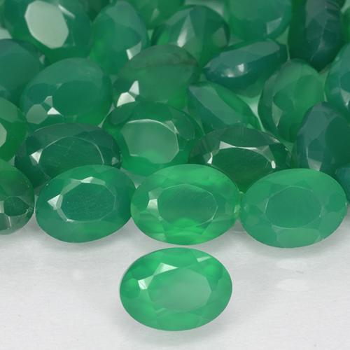 0.93 ct Green Agate Stone, Natural Agate in Oval Facet Shape for Sale