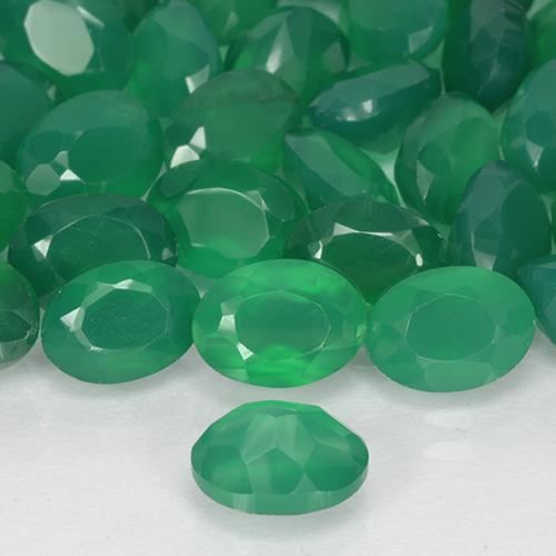 Agate Gemstone in 7.5 x 5.4 mm Size for Sale, Agate Stone in Medium Green Color