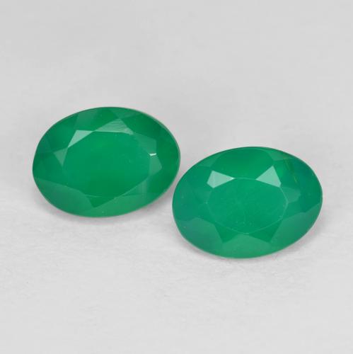 1.35 ctw Green Agate Gemstones, Agate Gems in Oval Facet Shape for Sale.
