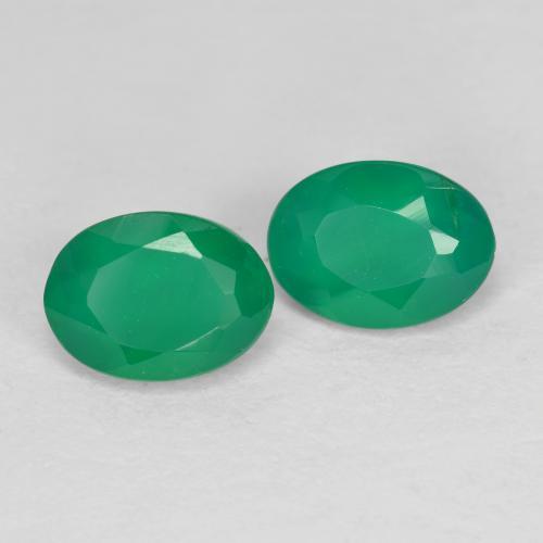 1.35 ctw Green Agate Stones, Natural Agate in Oval Facet Shape for Sale