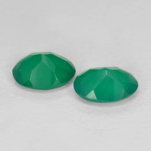 Agate Gemstones in 7 x 5 mm (calibrated) Size for Sale, Agate Stones in Medium Green Color