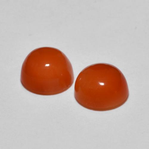 Agate Gemstones in 7 mm (calibrated) Size for Sale, Agate Stones in Medium Orange Color