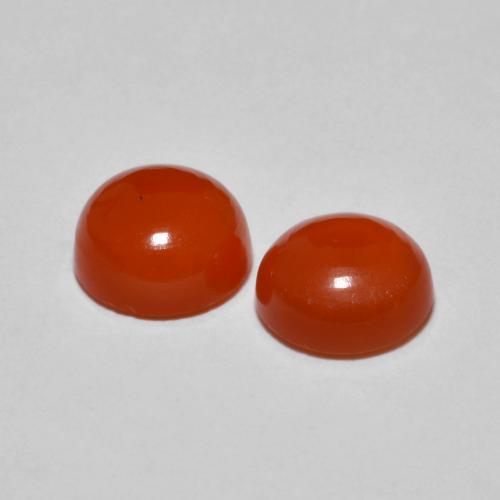 Agate Gemstones in 7 mm (calibrated) Size for Sale, Agate Stones in Amber Orange Color