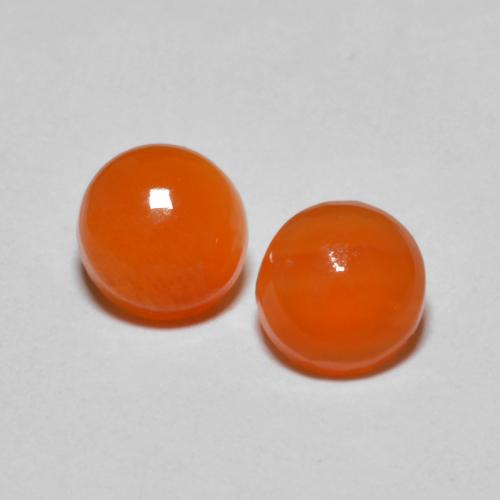 Bright Orange Agate Gem - 0.8ct Round Cabochon (ID: 605578)