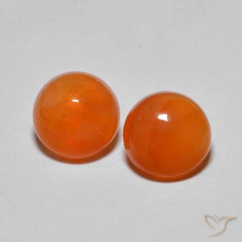 2.21 ct Orange Agate, 6.8 mm Round Cut From India, Photo A