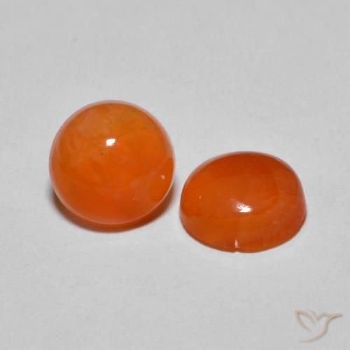 2.21 ctw Orange Agate Stones, Natural Agate in Round Cabochon Shape for Sale