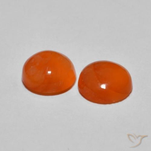 Agate Gemstones in 7 mm (calibrated) Size for Sale, Agate Stones in Medium Orange Color